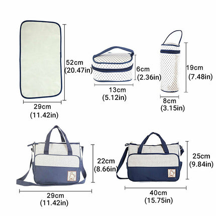 5Pcs Travel Nappy Bag Set with Shoulder Tote and Changing Organiser Bags
