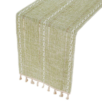 Solid Colour Woven Hollow Fringe Table Runner Home Dining Tablecloth Decoration