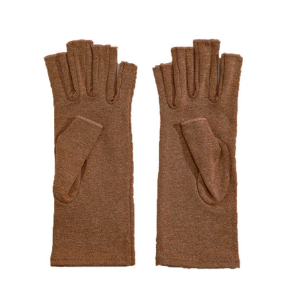 Brace Arthritis Hand Compression Gloves fingerless gloves Pain Relief Brown