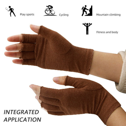 Brace Arthritis Hand Compression Gloves fingerless gloves Pain Relief Brown