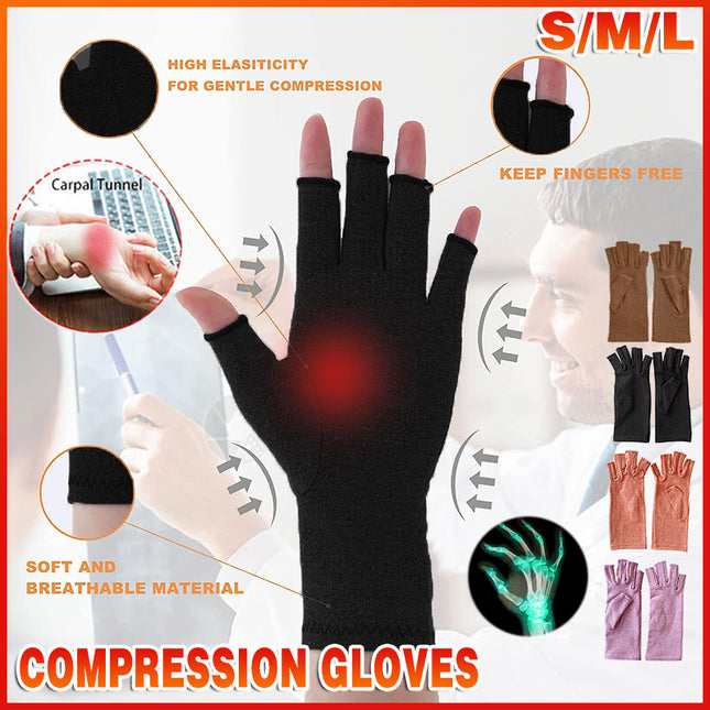Brace Arthritis Hand Compression Gloves fingerless gloves Pain Relief Brown