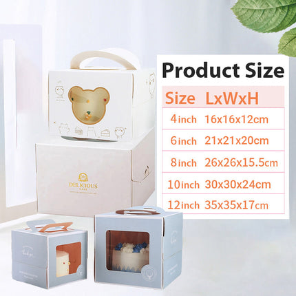 30PCS Bear Portable Cake Boxes Display Window Packing Case Party with Handle Birthday