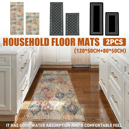 Household Floor Mats 2 Piece Set Non Slip Water Absorbent Dust-Proof Floor Mat