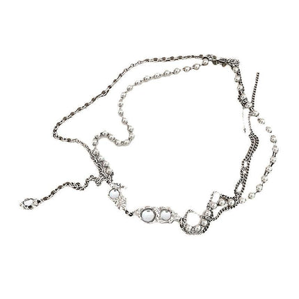 Moonstone Pendant Necklace Cool Tone Clavicle Chain for Women Girls Jewelry Gift