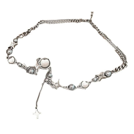 Moonstone Pendant Necklace Cool Tone Clavicle Chain for Women Girls Jewelry Gift