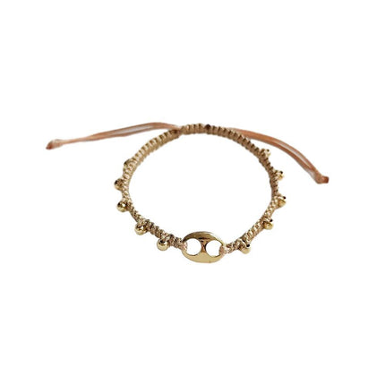 Adjustable Gold Pearl Bracelet Accessory Stylish Hand-Woven Pearls Wrist Chain - Aimall