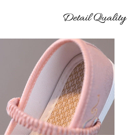 Pink Chinese Old Beijing Girl Child Embroidered Cloth Floral Shoes Hanfu Dance Shoes - Aimall