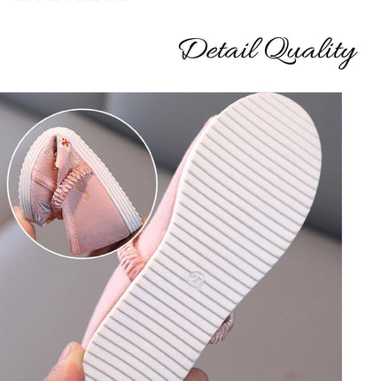 Pink Chinese Old Beijing Girl Child Embroidered Cloth Floral Shoes Hanfu Dance Shoes - Aimall