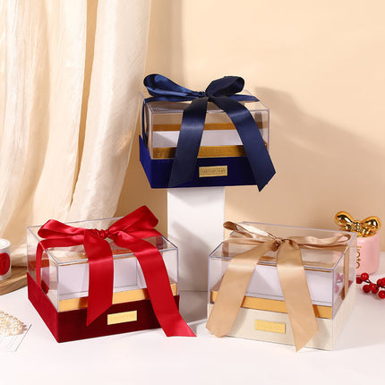 Acrylic Gift Box Clear Souvenir Display Case Bow Storage Container for Packaging