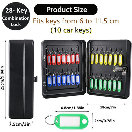 28 Key Wall Mounted Combination Key Cabinet Steel Storage Box Home Office