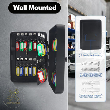 28 Key Wall Mounted Combination Key Cabinet Steel Storage Box Home Office