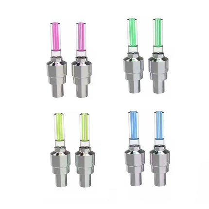 2PCS Flashing Neon Led Light Wheel Valve Cap Tyre