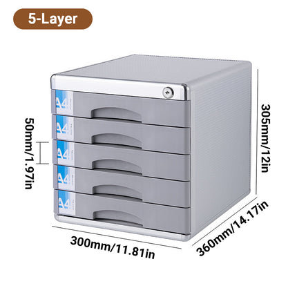 5-Tier Lockable Drawer File Cabinet Office Secure Document Storage Organizer