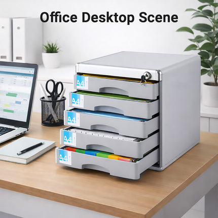 5-Tier Lockable Drawer File Cabinet Office Secure Document Storage Organizer
