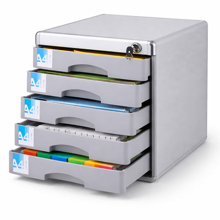 5-Tier Lockable Drawer File Cabinet Office Secure Document Storage Organizer