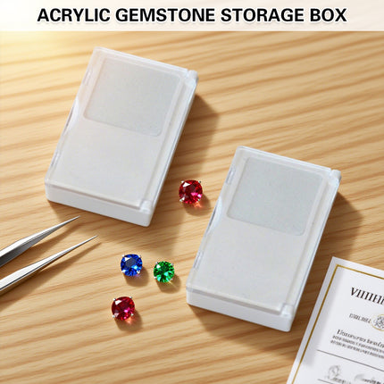 2PCS Acrylic Flip Top Transparent Square Storage Box For Loose Diamonds Gemstones