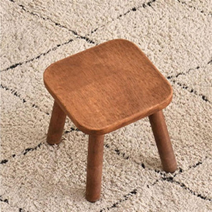 Solid Wood Low Stool in Walnut with Rounded Corners for Entryway