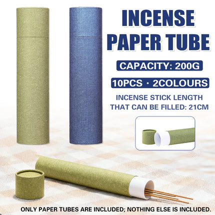 10PCS Incense Paper Tubes 200g Capacity 2 Colours Durable Thickness Material