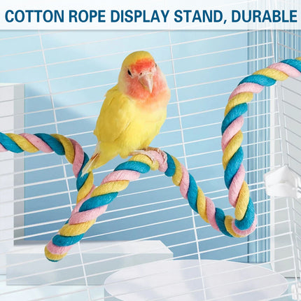 U Shaped Parrot Cotton Rope Climbing Toy Perch Stand for Bird Cage