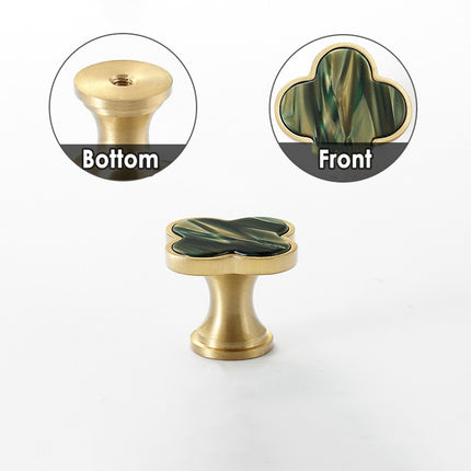 Four Leaf Clover Cabinet Handle Single Hole Vintage Pull for Drawer Door Closet