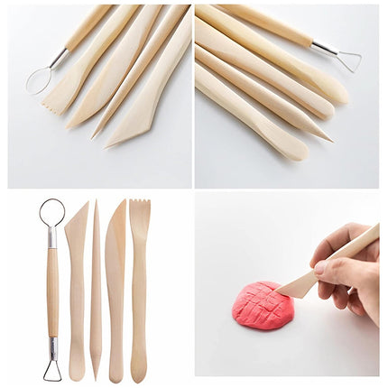 Pottery Clay Tool Set 25 or 61PCS Wooden Handle Sculpting Ceramic Art DIY