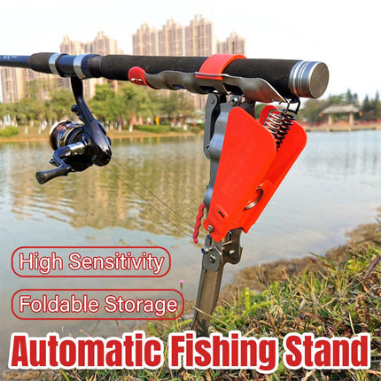 Automatic Fishing Rod Holder Spring Cast Starter Floor Mount Rod Stand Support
