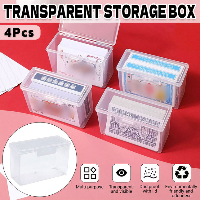 Card Storage Box Set 4PCS Plastic Transparent Case for Game or Business Cards