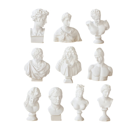 10 Pcs Mini Desktop Decorative Sculptures Resin White Classical Busts