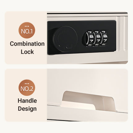 Combination Lock Storage Cabinet Off White Drawer Organiser 4 or 5 Tier Options