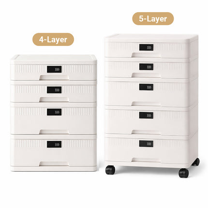 Combination Lock Storage Cabinet Off White Drawer Organiser 4 or 5 Tier Options