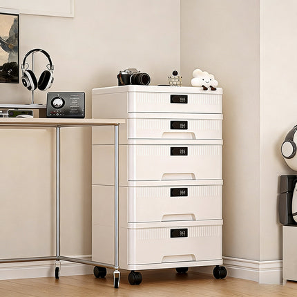 Combination Lock Storage Cabinet Off White Drawer Organiser 4 or 5 Tier Options