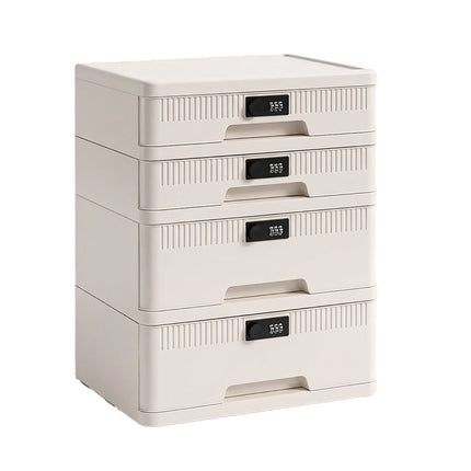 Combination Lock Storage Cabinet Off White Drawer Organiser 4 or 5 Tier Options