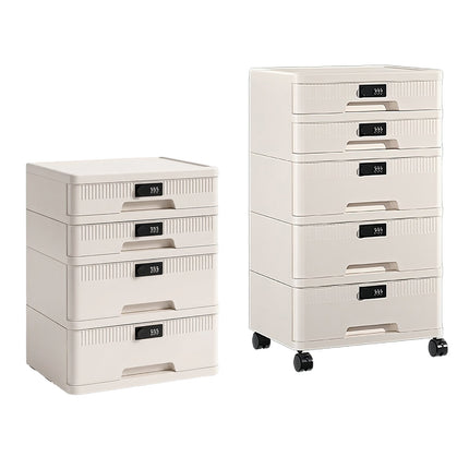 Combination Lock Storage Cabinet Off White Drawer Organiser 4 or 5 Tier Options