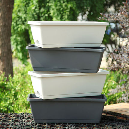 10pcs Flower Pots Plastic Garden Pot Planter Flower Rectangle Plant Pots Saucer
