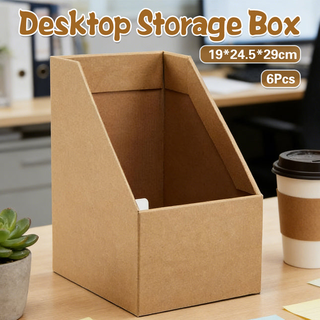 6PCS Kraft Paper Desktop Storage Box for Document Organization Office Supplies