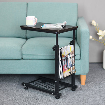 Mobile Side Table Adjustable Height Durable for Bedroom Living Room Home Use