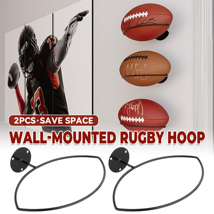 Wall Mounted Football Display Rack Metal Sports Holder for Rugby Soccer Ball Use