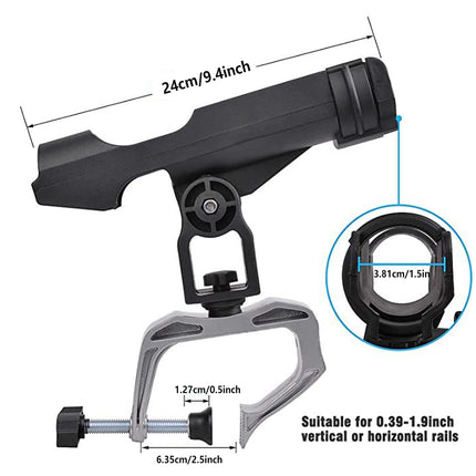 Adjustable Rotating Fishing Rod Holder Mount for Kayak Canoe Boat Rail Clamp