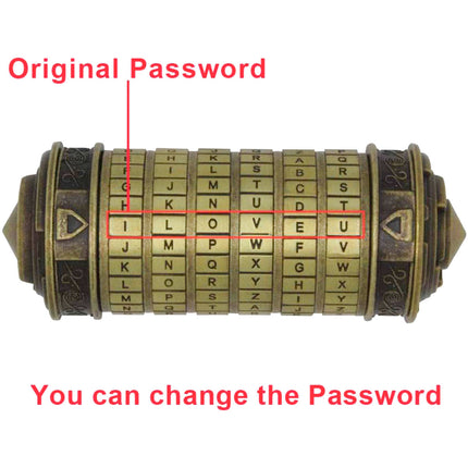 Da Vinci Code Lock Cylinder Vintage Puzzle Box Secret Compartment Bronze Style