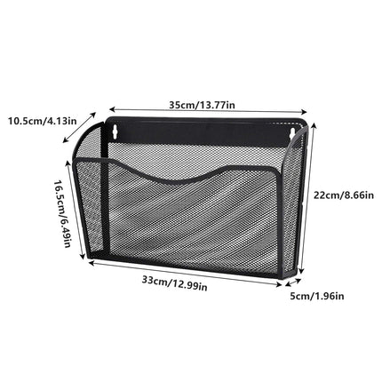 File Organizer Mesh Wall Mounted Rack Magazine Holder Storage Basket for Office