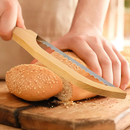 Household Wooden Bread Slicing Saw Manual Kitchen Baking Food Safe Easy to Use