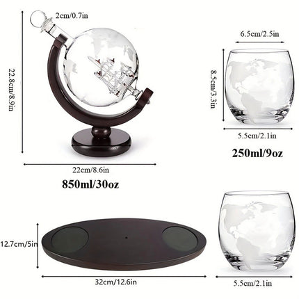 Globe Wine Decanter Glass Bottle Divider Whisky Liquor Dispenser For Home Bar