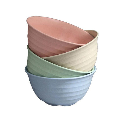 4pcs Wheat Straw Rice Bowl Round Noodle Bowl Drop Proof Kitchen Tableware Set