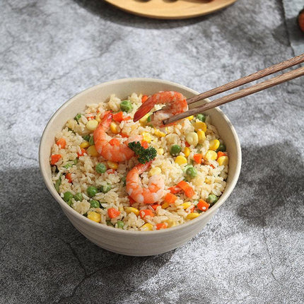 4pcs Wheat Straw Rice Bowl Round Noodle Bowl Drop Proof Kitchen Tableware Set
