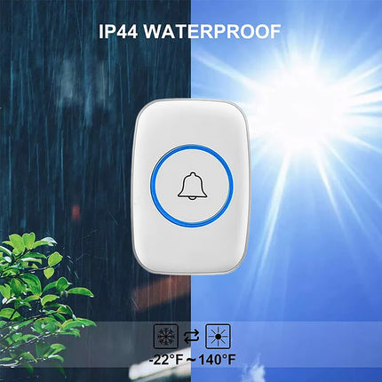 Wireless Doorbell Kit Home Call Button Remote Control White Waterproof Chime