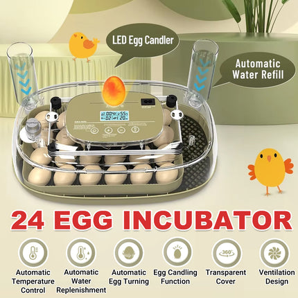 24 Egg Small Home Chicken Incubator Digital Automatic for Poultry Hatching