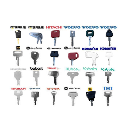 24PCS Heavy Equipment Key Set for Excavator Loader CAT Komatsu Volvo JCB Kubota