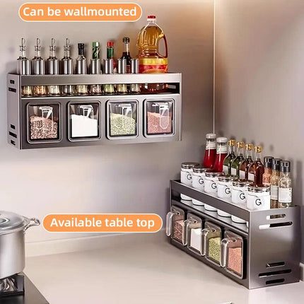Wall Mounted Kitchen Spice Box Shelf Multifunctional Organiser for Herbs Spices