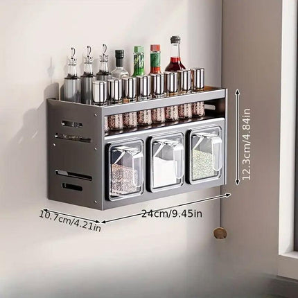 Wall Mounted Kitchen Spice Box Shelf Multifunctional Organiser for Herbs Spices