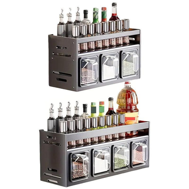 Wall Mounted Kitchen Spice Box Shelf Multifunctional Organiser for Herbs Spices